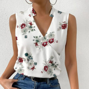 Casual Printed Tops : Summer V-neck Sleeveless