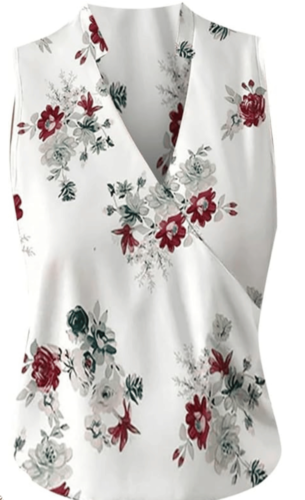 Casual Printed Tops : Summer V-neck Sleeveless photo review