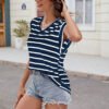 Fashion Stripe Print V-neck Short-sleeved T-Shirt