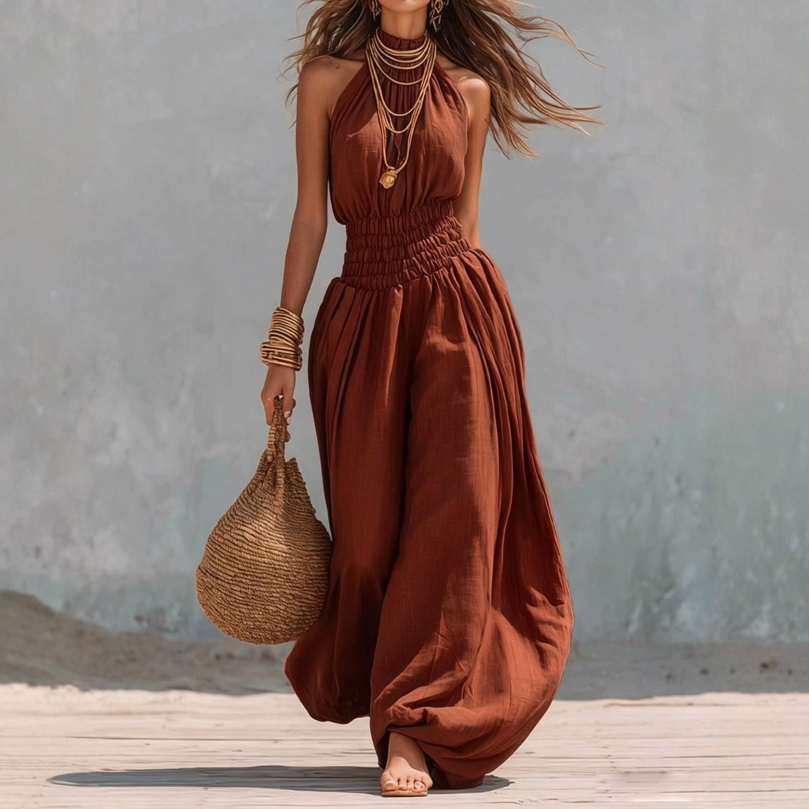 Stylish Sleeveless Halter Jumpsuit For Women - Image 2