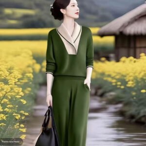 Korean style Elegant Socialite Casual Suit (Two-piece Set)