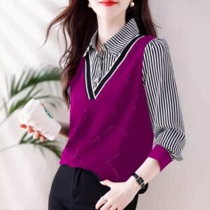 Classy Look Office Lady Faux Two-piece Top