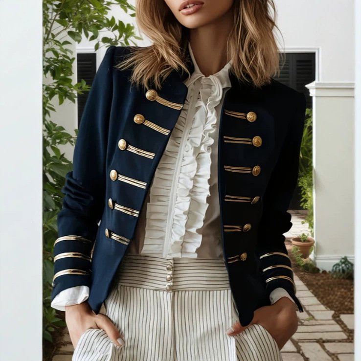 Elegant Smart Navy style gold-button jacket - Image 2