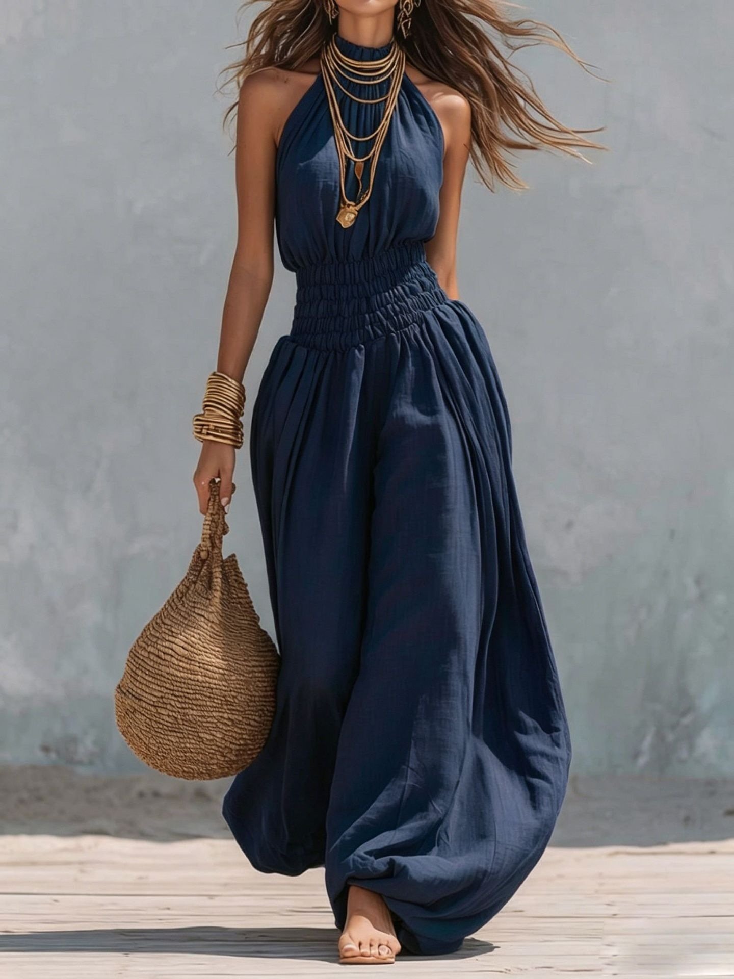 Stylish Sleeveless Halter Jumpsuit For Women - Image 5