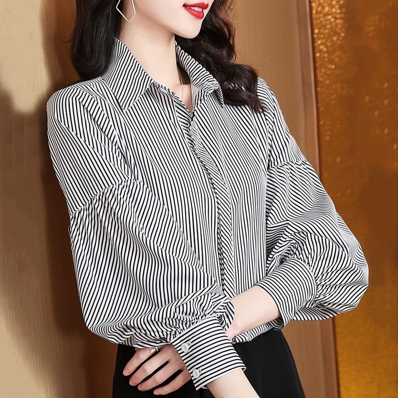 Western-style Chic Top Elegant Long-sleeve Blouse