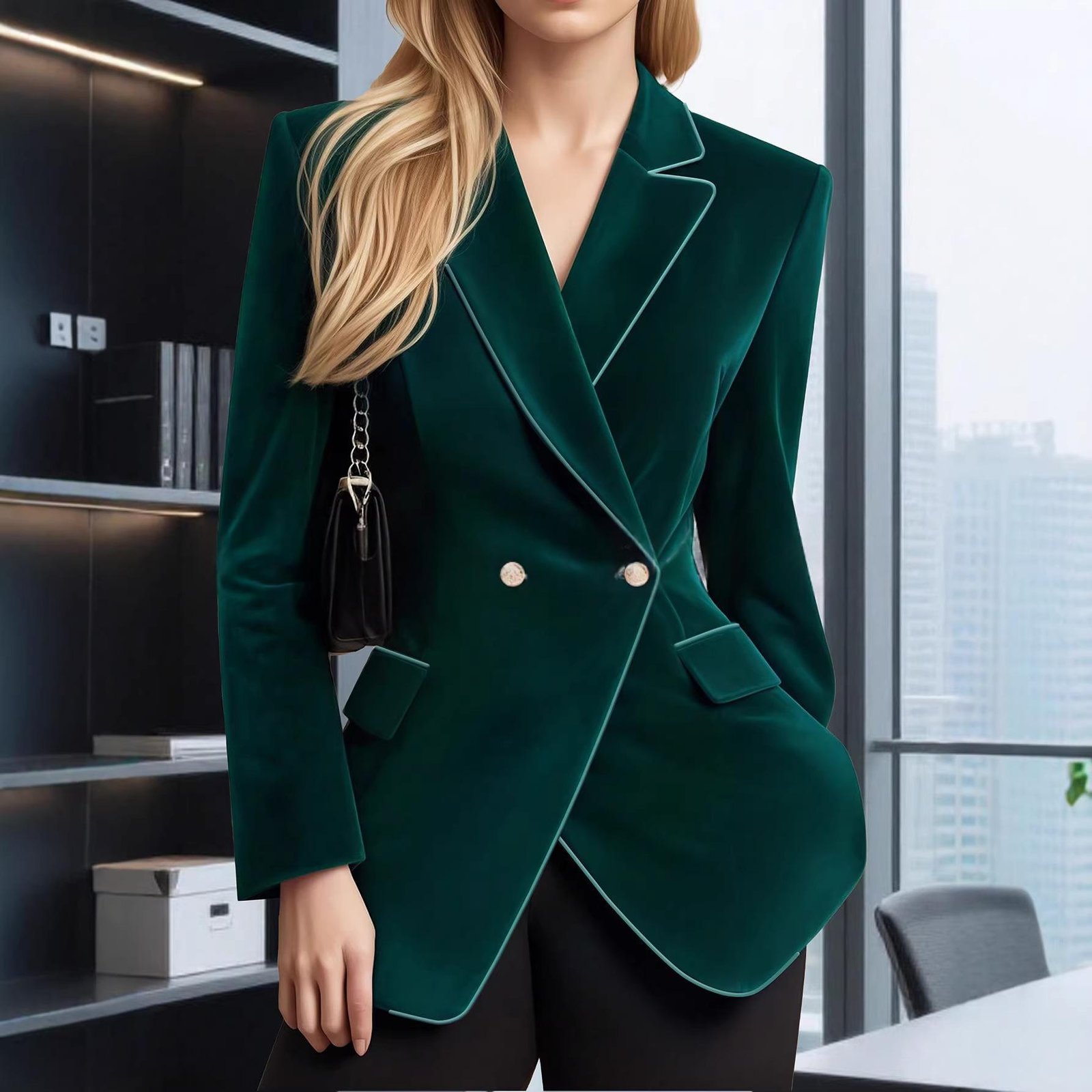 Classy Professional Autumn Winter Velvet Blazer - Image 4