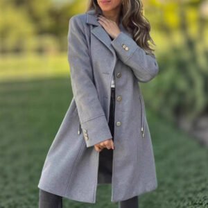 Gorgeous Stylish Solid-color Mid-length Wool Coat With Drawstring And Pockets