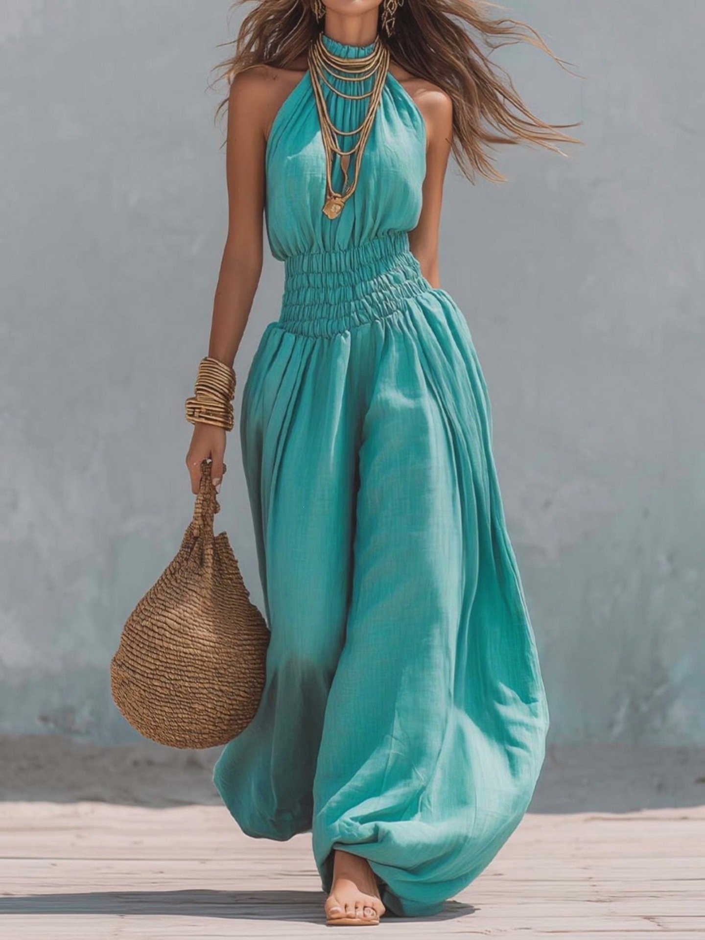 Stylish Sleeveless Halter Jumpsuit For Women - Image 8