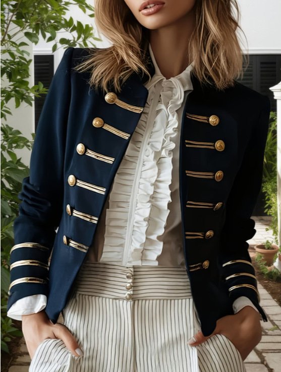 Elegant Smart Navy style gold-button jacket - Image 4
