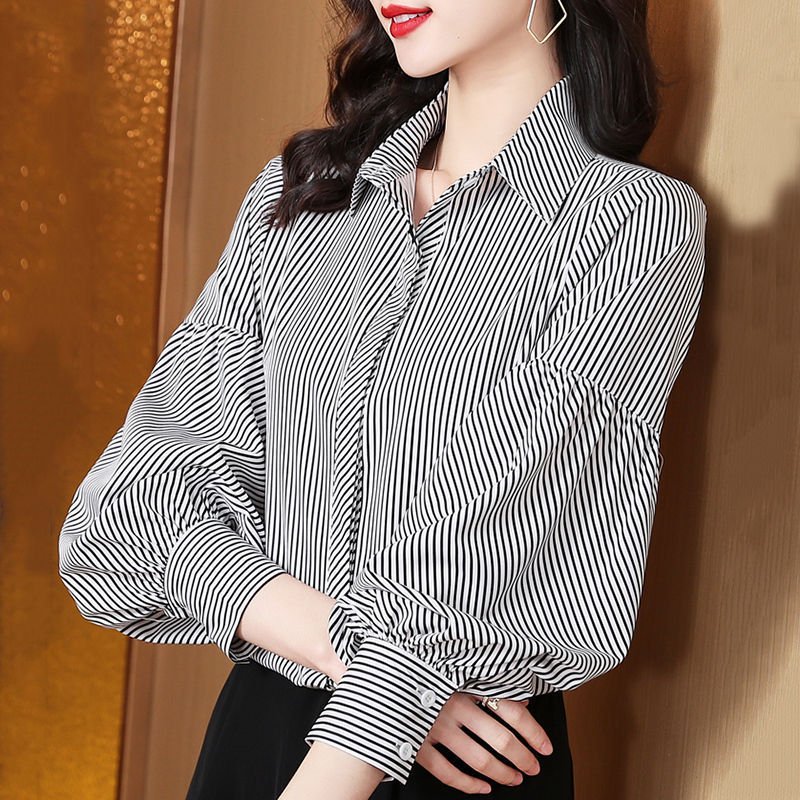 Elegant Stripes Puff Sleeve Blouse