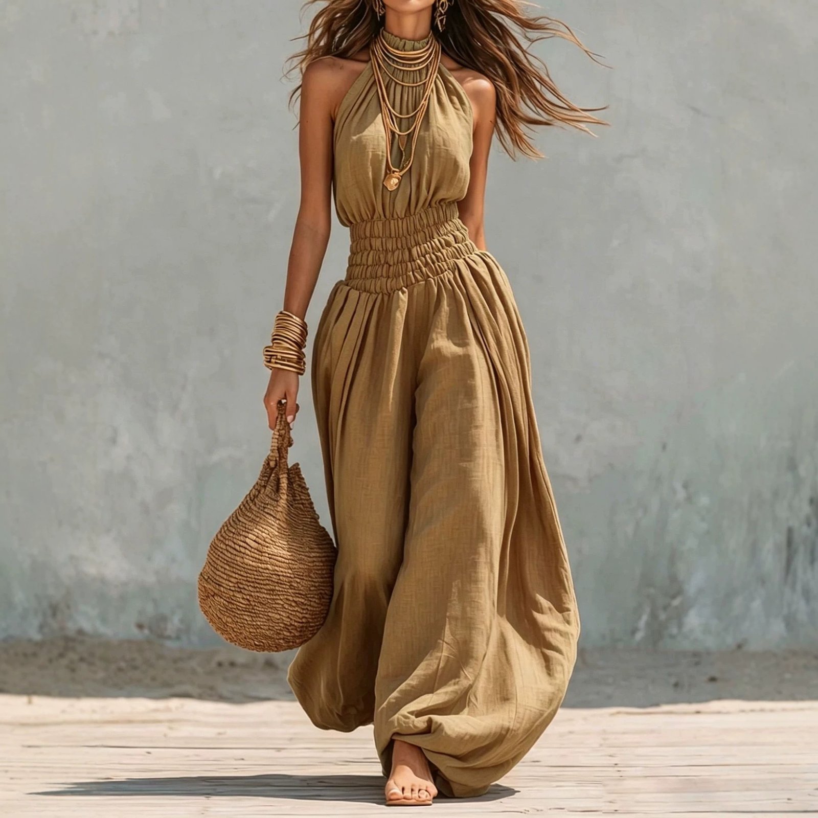 Stylish Sleeveless Halter Jumpsuit For Women - Image 6