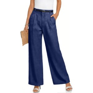 Elegant Office Lady style High-waisted Loose-fitting Trousers