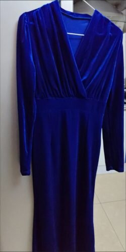 Elegant Blue V-neck Long Gown photo review