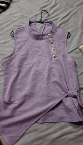 Elegant Purple Versatile Sleeveless Blouse photo review