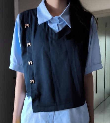 Stylish Korean Preppy Aesthetic Two-tone Blouse photo review