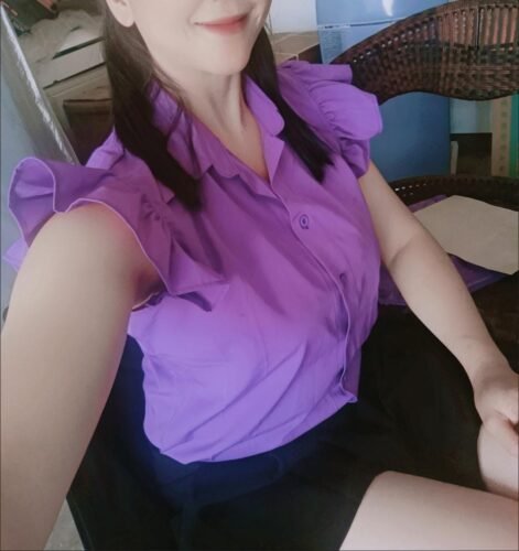 Korean Style Vibrant Ruffled Sleeves Collared Blouse photo review