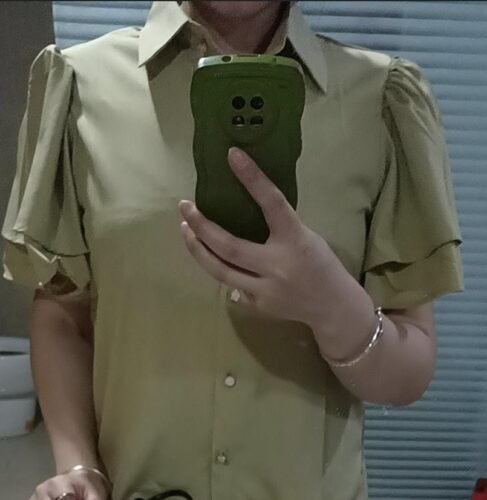 Fashionable Voluminous Tiered Short-Sleeves Blouse photo review