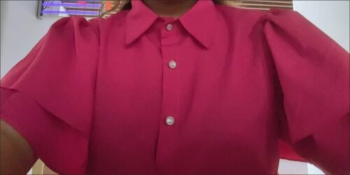 Fashionable Voluminous Tiered Short-Sleeves Blouse photo review