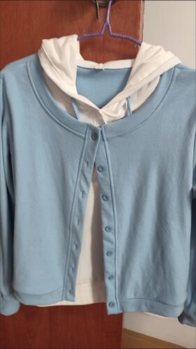 Stylish Color-block Button-up Hooded Cardigan photo review