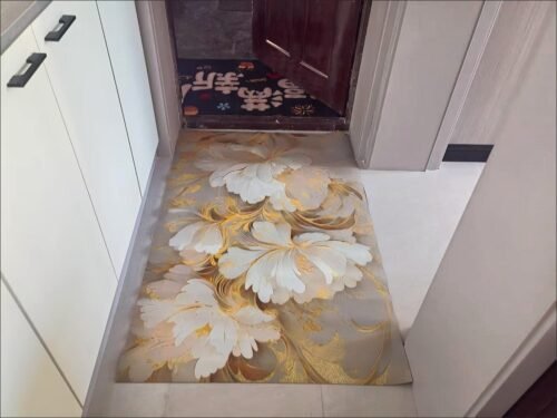 Shimmering Gold Floral-patterned Runner Rug / Carpet photo review