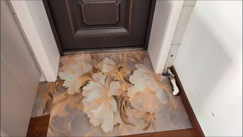Shimmering Gold Floral-patterned Runner Rug / Carpet photo review