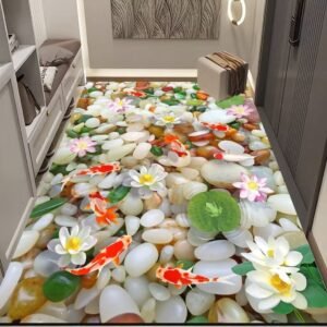 3D Koi Pond Hallway Runner Rug  Carpet