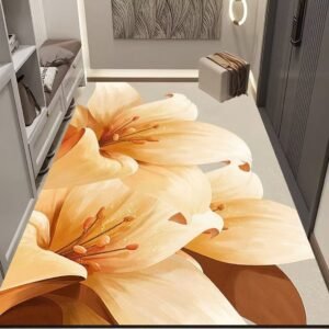 Classy Peachy-orange Lilies Runner Rug / Carpet