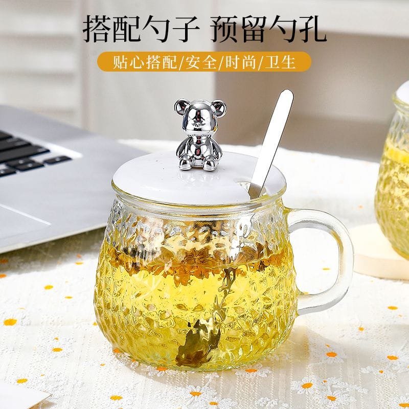A pair of Cute Teddy Bear Glass Mug (2 pieces) - Image 3