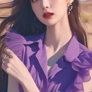 Korean Style Vibrant Ruffled Sleeves Collared Blouse