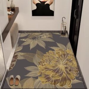 Shimmering Gold Chrysanthemum Rug / Carpet
