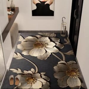 Shimmering Gold Cosmos Flower Rug / Carpet