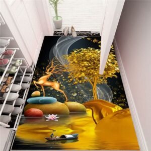 Magical Golden Tree & Deer Rug / Carpet