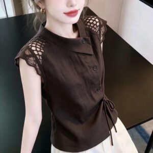 Stylish Sleeveless Cinched Waist Chill Blouse