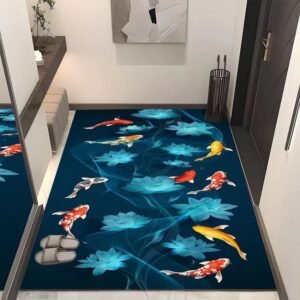 Vibrant Koi Fish and Luminous Lotus Rug / Carpet